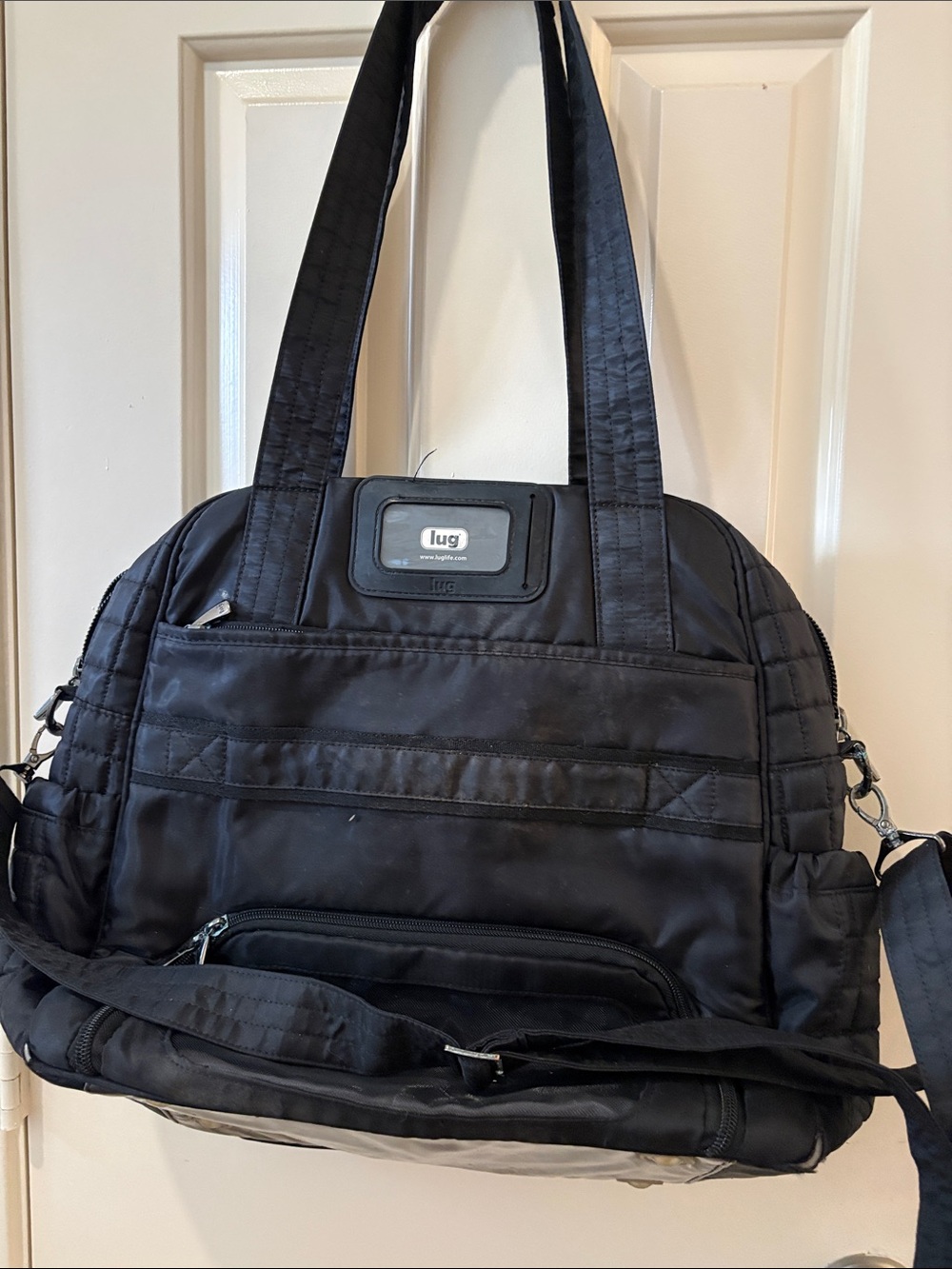 lug Black Quilted Nylon Duffel with Shoulder Strap